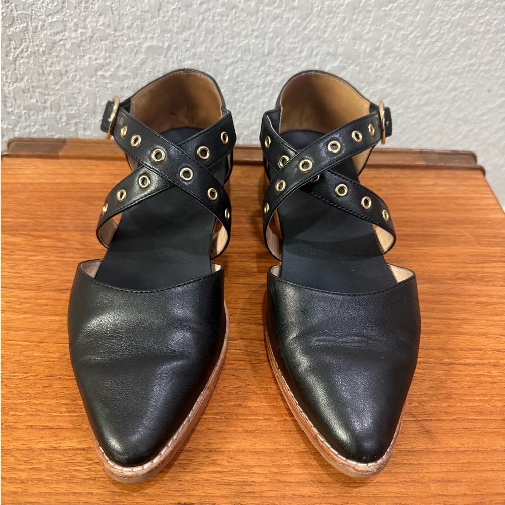 EUC Bared Footwear Shikra Flats in Black w/ Gold Hardware, size 39EU/8.5US - Picture 3 of 6